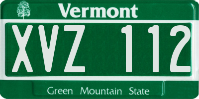 VT license plate XVZ112