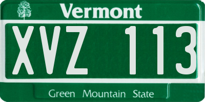 VT license plate XVZ113