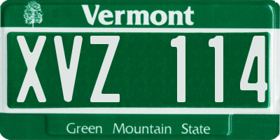VT license plate XVZ114