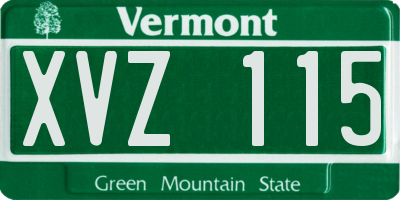 VT license plate XVZ115