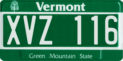 VT license plate XVZ116