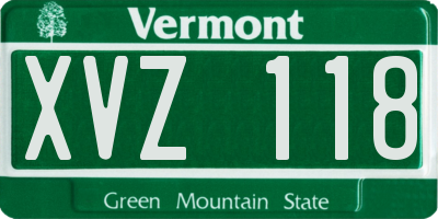 VT license plate XVZ118