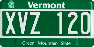 VT license plate XVZ120