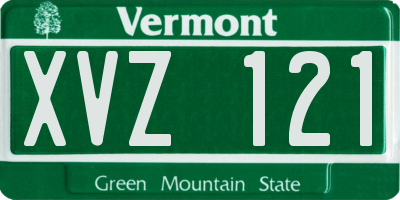 VT license plate XVZ121