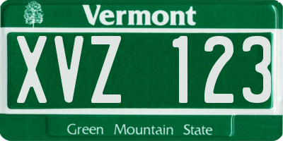 VT license plate XVZ123