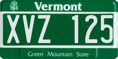 VT license plate XVZ125