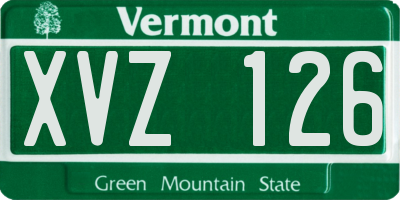 VT license plate XVZ126