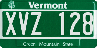 VT license plate XVZ128