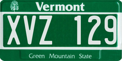 VT license plate XVZ129