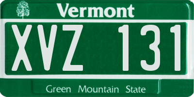 VT license plate XVZ131