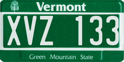 VT license plate XVZ133