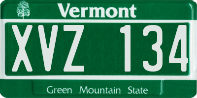 VT license plate XVZ134