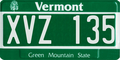 VT license plate XVZ135