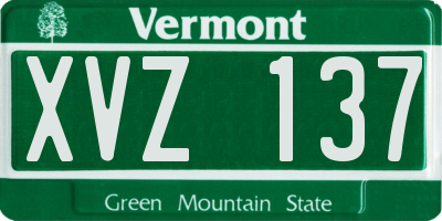 VT license plate XVZ137