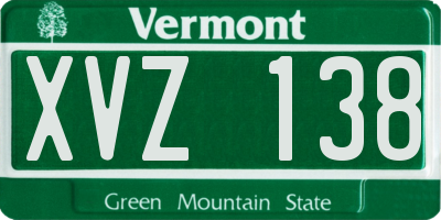 VT license plate XVZ138