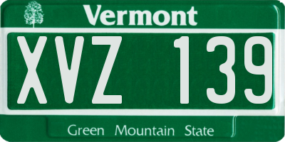 VT license plate XVZ139