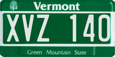VT license plate XVZ140