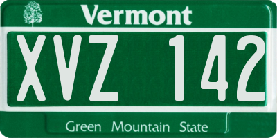 VT license plate XVZ142