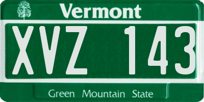 VT license plate XVZ143