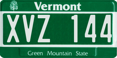 VT license plate XVZ144