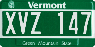 VT license plate XVZ147