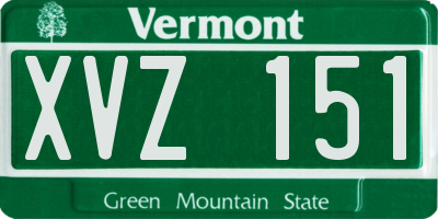 VT license plate XVZ151