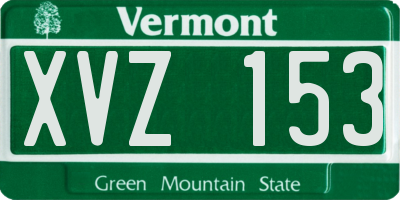 VT license plate XVZ153