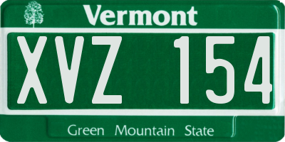VT license plate XVZ154