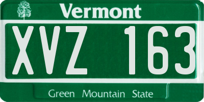 VT license plate XVZ163