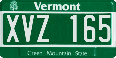 VT license plate XVZ165