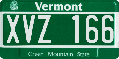 VT license plate XVZ166