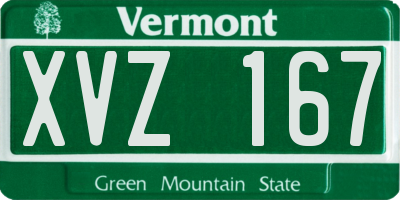 VT license plate XVZ167