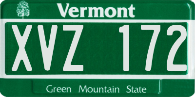 VT license plate XVZ172