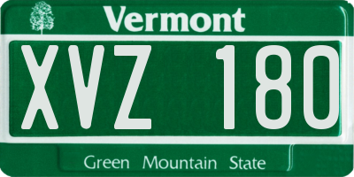 VT license plate XVZ180