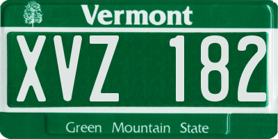 VT license plate XVZ182