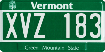 VT license plate XVZ183
