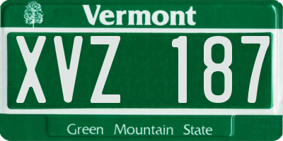 VT license plate XVZ187