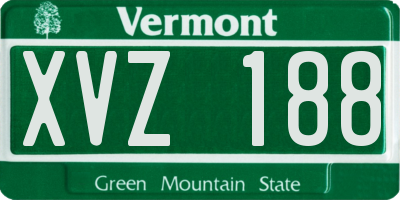 VT license plate XVZ188