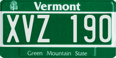 VT license plate XVZ190