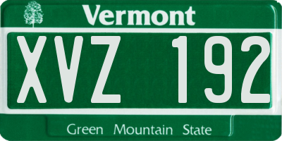 VT license plate XVZ192