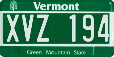 VT license plate XVZ194