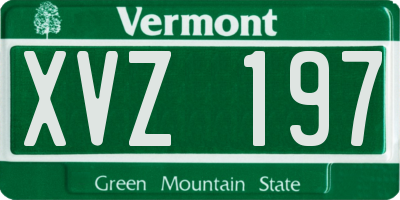 VT license plate XVZ197