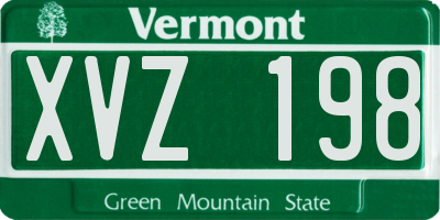 VT license plate XVZ198