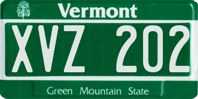 VT license plate XVZ202