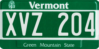 VT license plate XVZ204