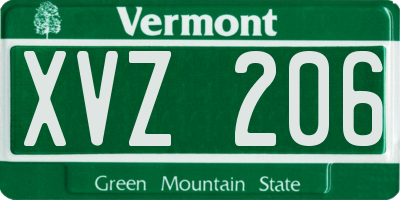VT license plate XVZ206