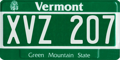 VT license plate XVZ207