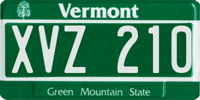 VT license plate XVZ210