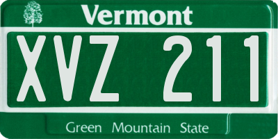 VT license plate XVZ211