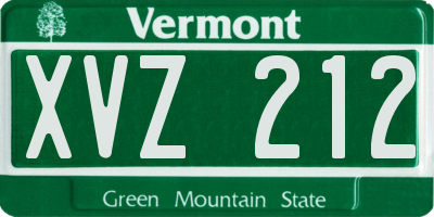 VT license plate XVZ212